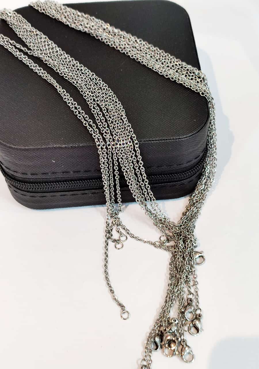 PAQUETE DE CADENA PARA COLLAR PLATEADA