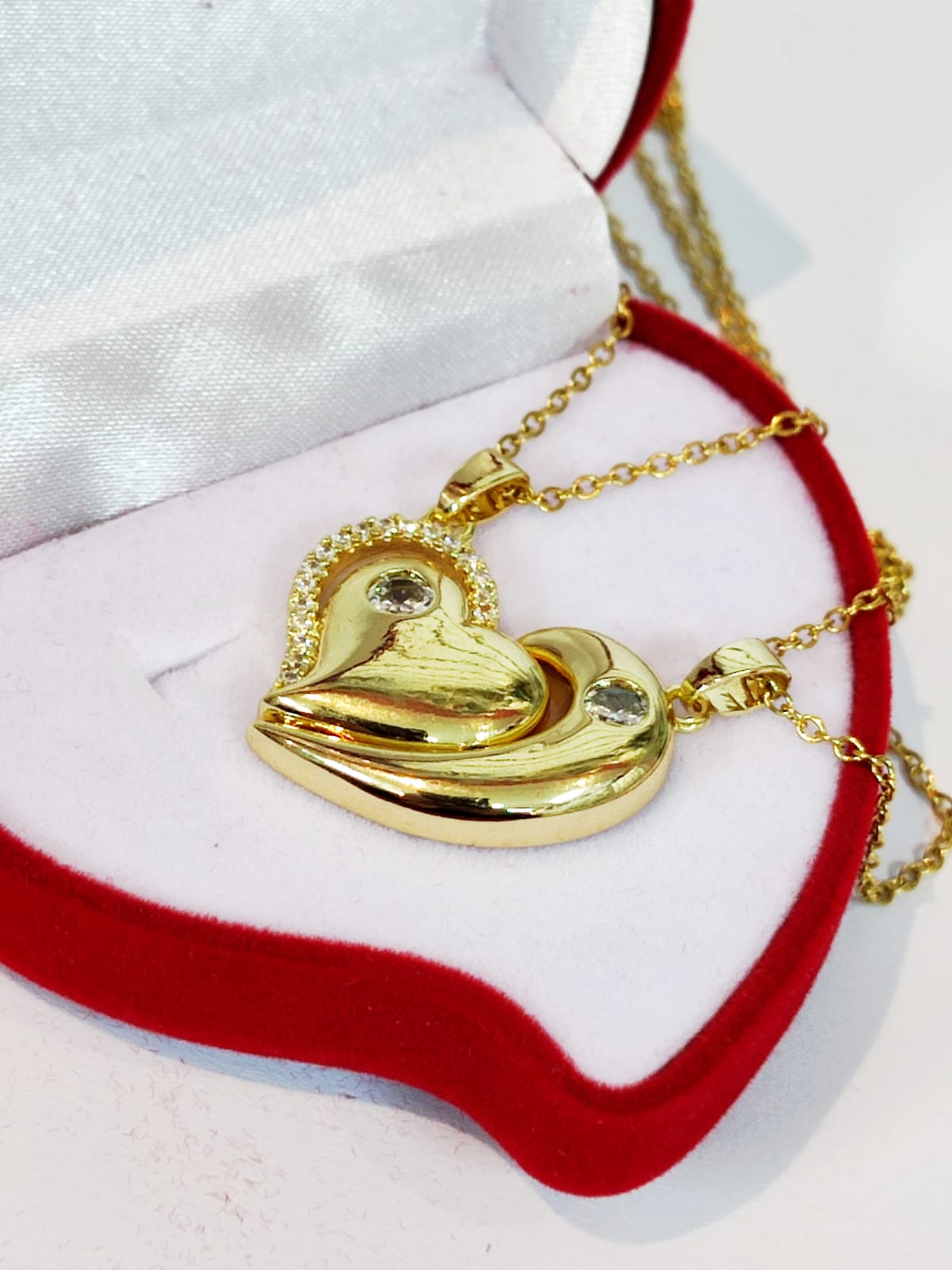 COLLAR DE CORAZON Y LUNA DOBLE