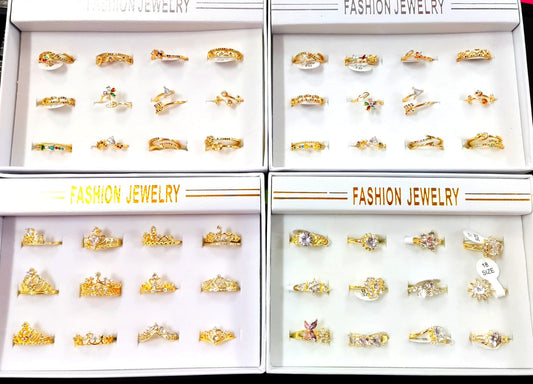 Anillos DE CHAPA DE ORO EN PAQUETE DE 12 PIEZAS