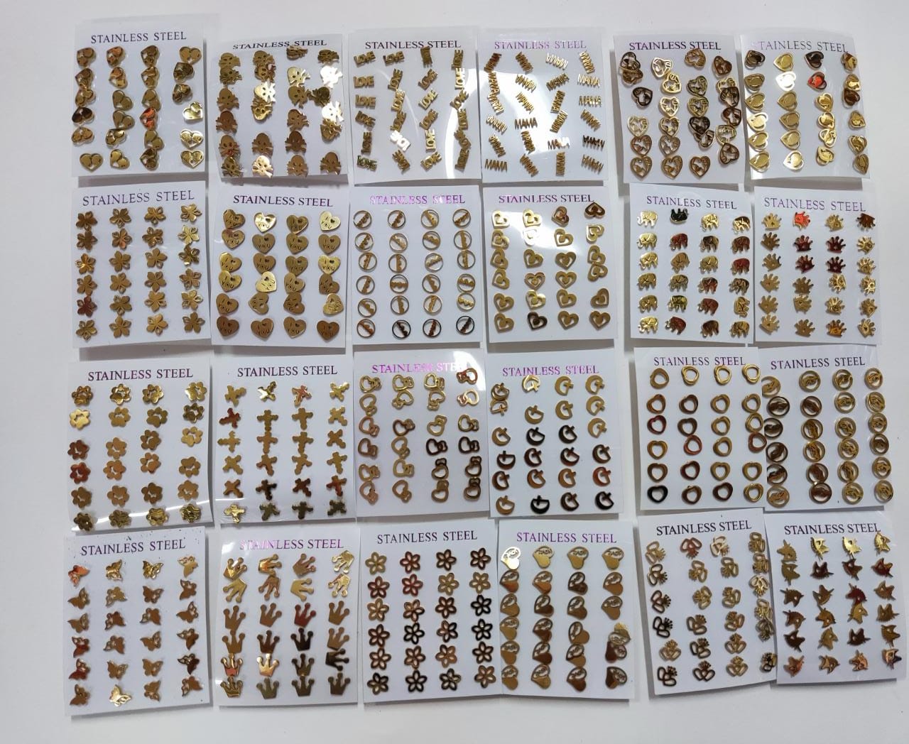 ARETE ACERO INOXIDABLE DE VARIA FIGURAS MAYOREO 120 PARES