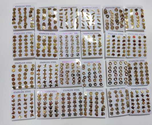 ARETE ACERO INOXIDABLE DE VARIA FIGURAS MAYOREO 120 PARES