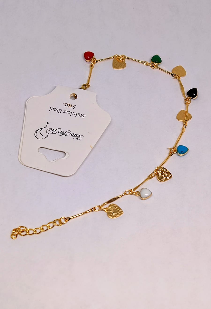 Pulsera DE CORAZONES COLGANTES DE ACERO QUIRURGICO