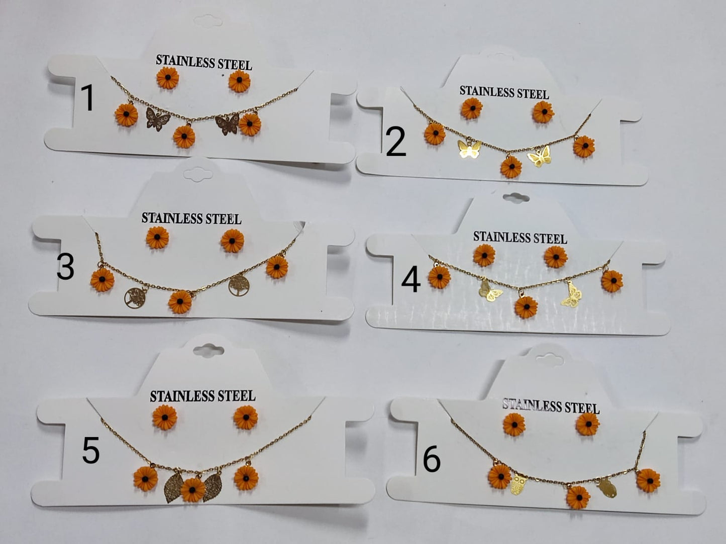 Collares DE GIRASOL CON DIJES, DE ACERO INOXIDABLE TL447